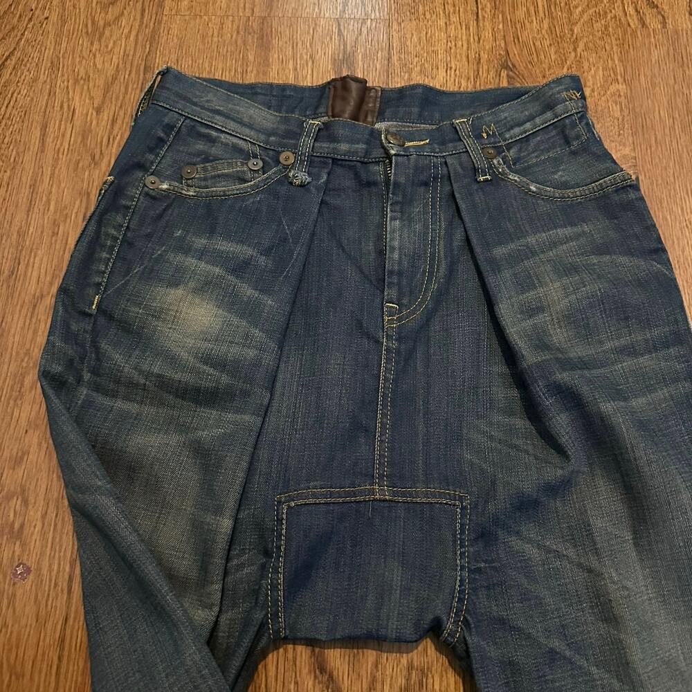 R13 blue harem denim jeans cropped pleated pants sz 24 unique rare made in Italy - Picture 12 of 14